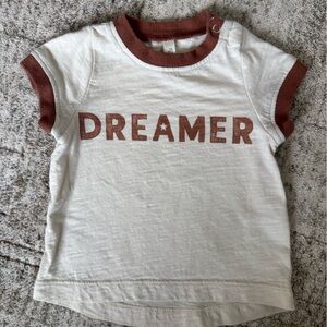 Rylee & Cru Cream baseball ringer Tee with Brown Trim and 'DREAMER' Graphic